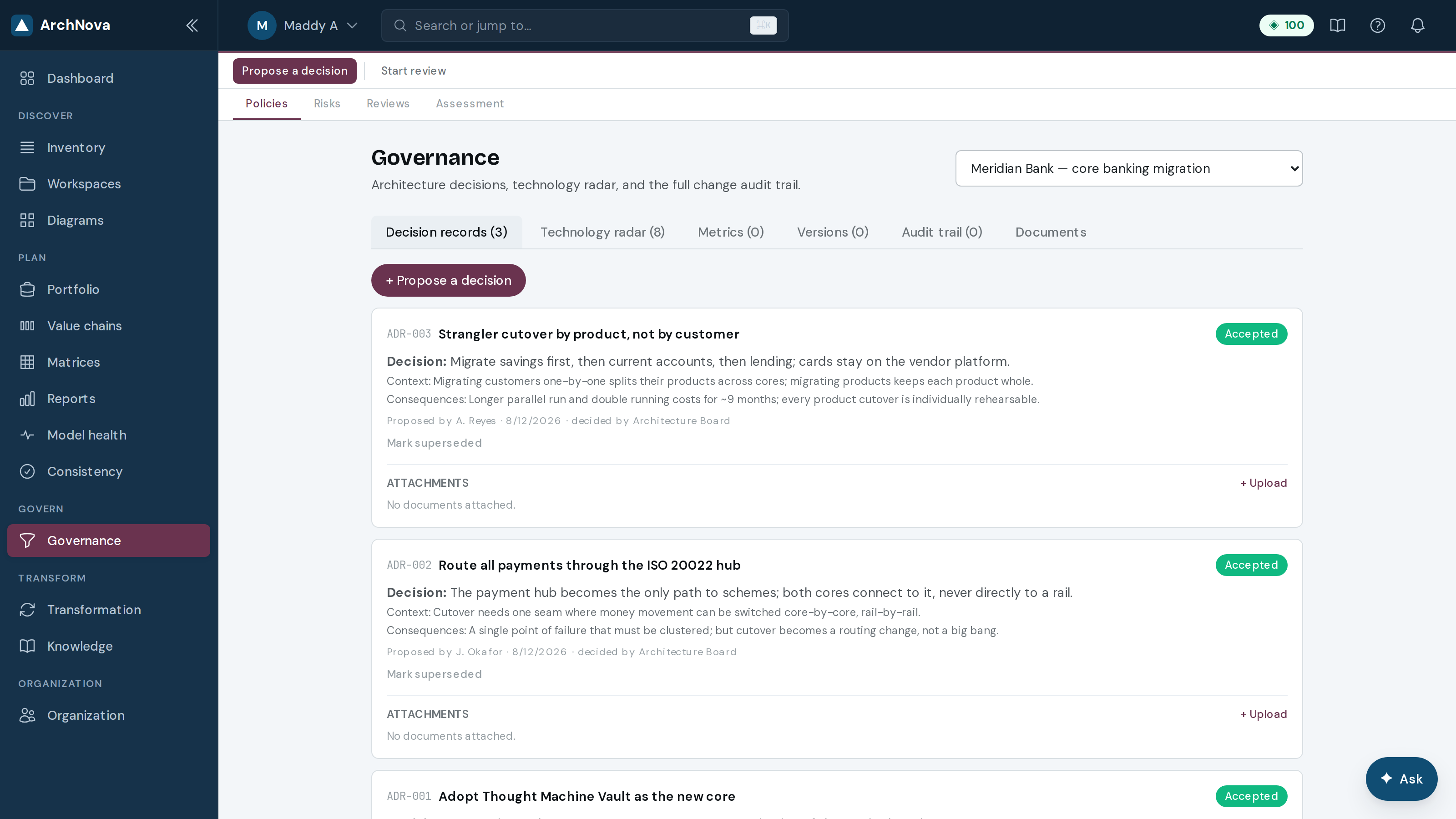 Governance decisions