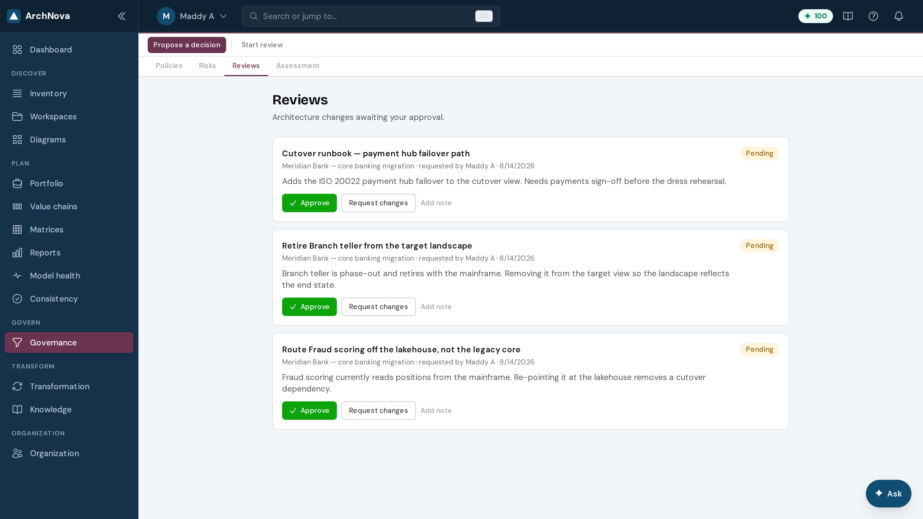 Reviews queue
