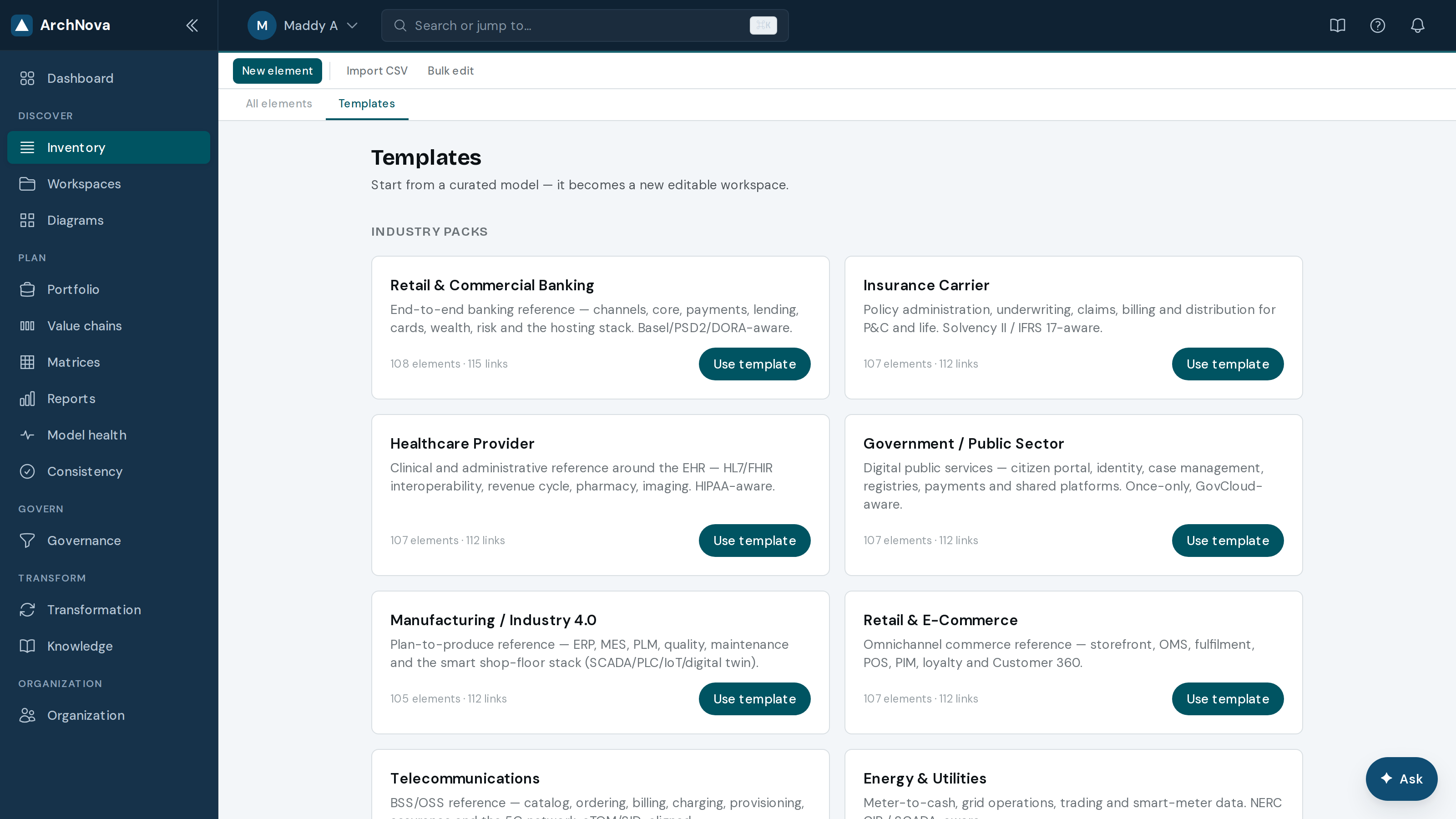 Templates and industry packs