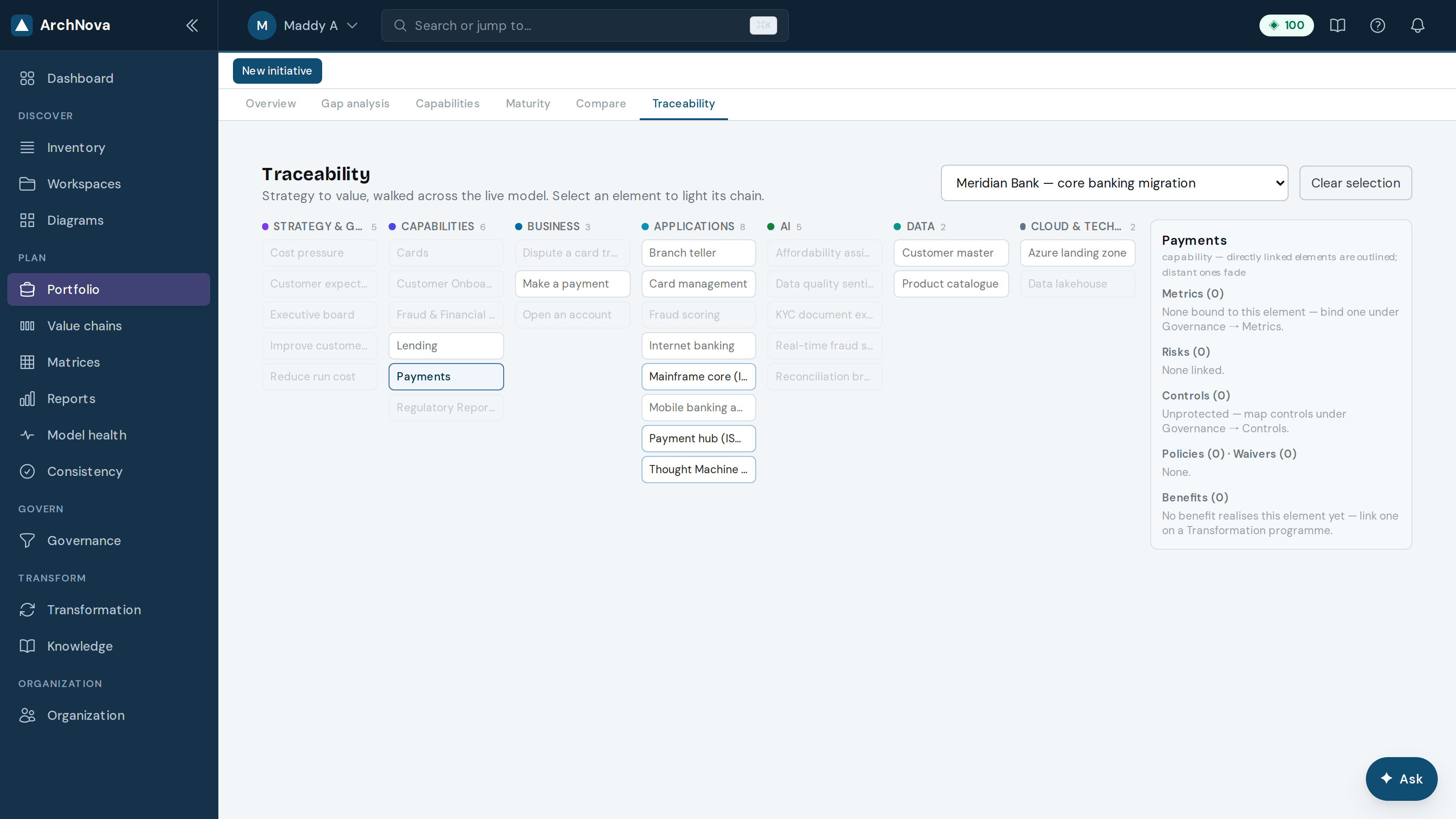 Traceability chain for Meridian