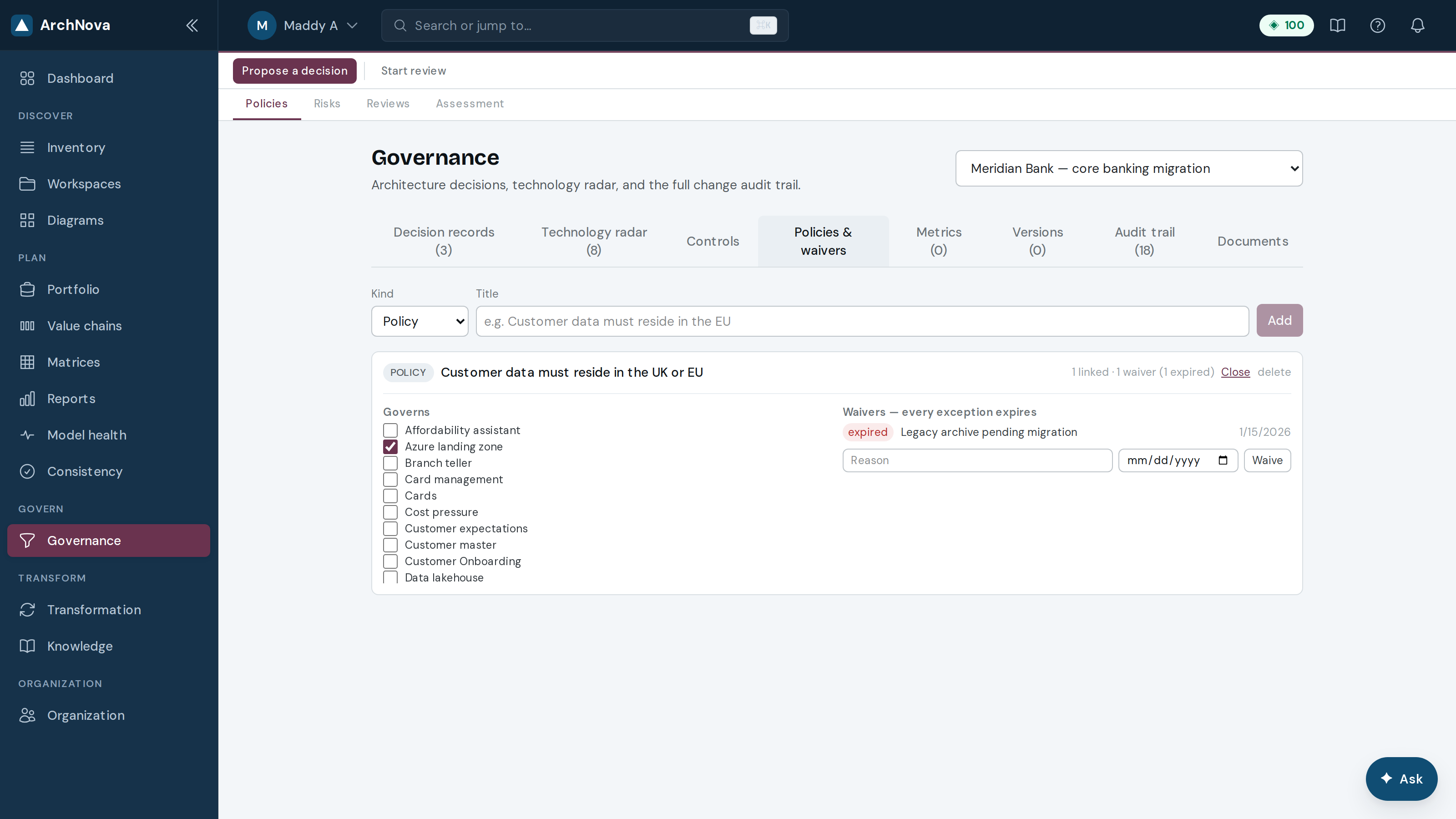 Policies and waivers